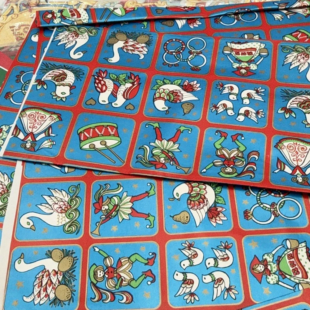 NOS Sheets Vintage Flat Vintage Christmas Gift Wrap + Cards Current Co. 1982